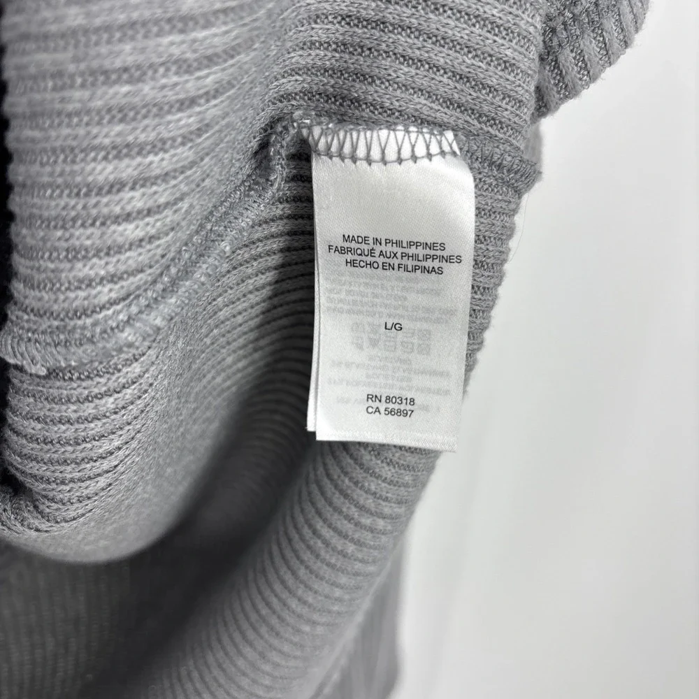 Lucky Brand Size Large Cowl Neck Ribbed Sweater Knit Top Gray Crossover Back NEW